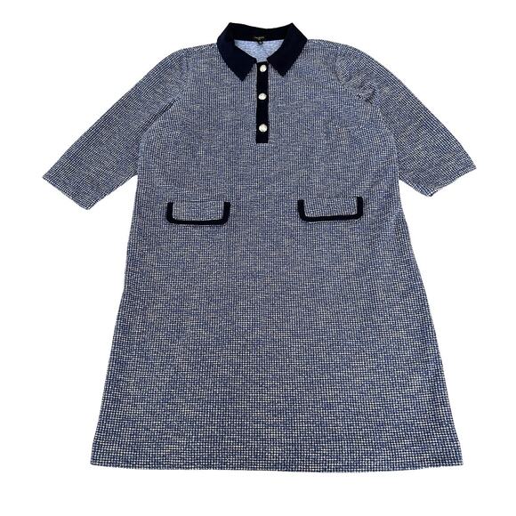 Talbots Dresses & Skirts - Talbots Contrast Tweed Sheath Dress Size 1X Blue 3/4 Sleeve